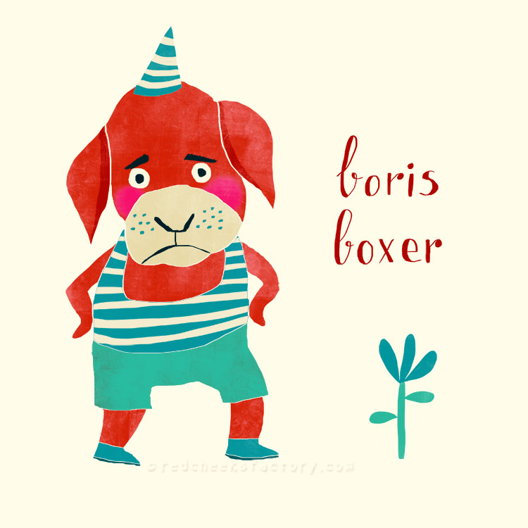 Boris Boxer animal character by Nelleke Verhoeff