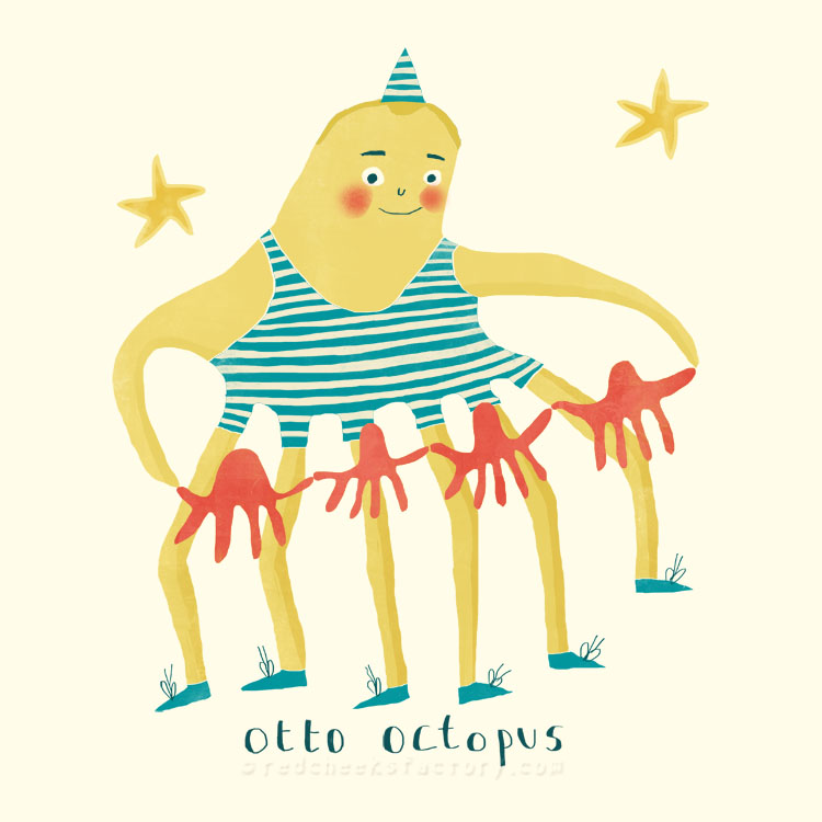 Otto Octopus animal character by Nelleke Verhoeff