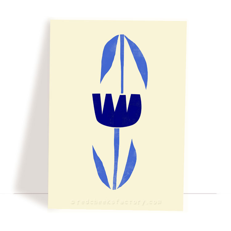 Dutch Tulips 2 - Delft Blue postcard design by Nelleke Verhoeff