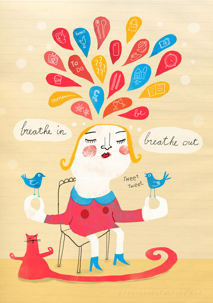 Breathe In Breathe -Out meditation illustration Red Cheeks Factory