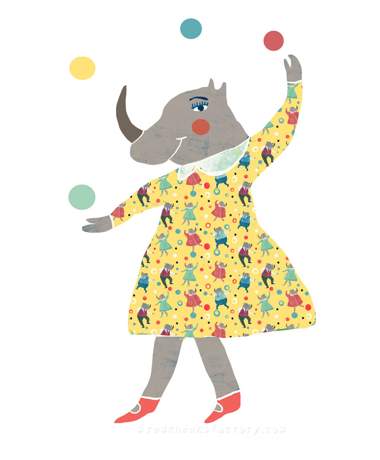Dancing Rhinos party pattern 3 Nelleke Verhoeff