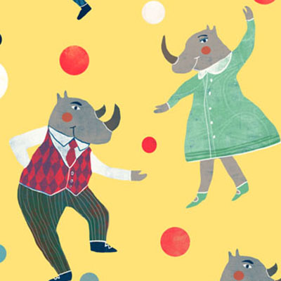 Dancing Rhinos party pattern