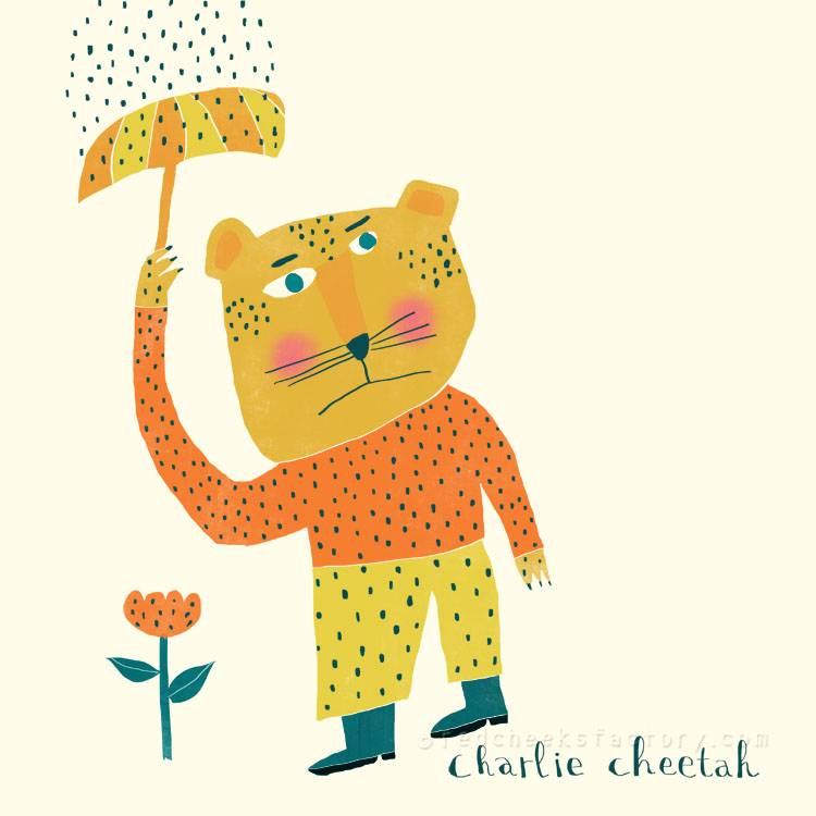 Charlie Cheetah animal character by Nelleke Verhoeff