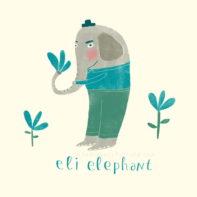 Eli Elephant animal character by Nelleke Verhoeff