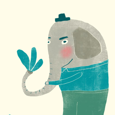 Eli Elephant animal character for Childrens picture book