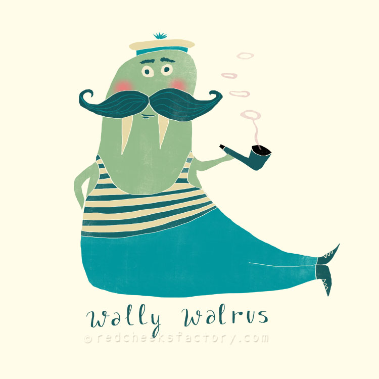 Wally Walrus animal character by Nelleke Verhoeff