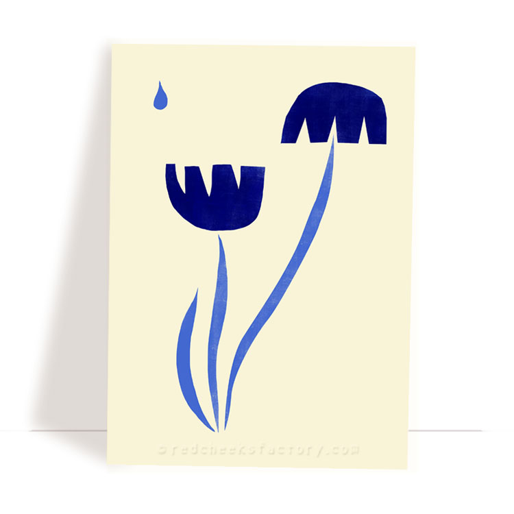 Dutch Tulips 1 - Delft Blue postcard design by Nelleke Verhoeff