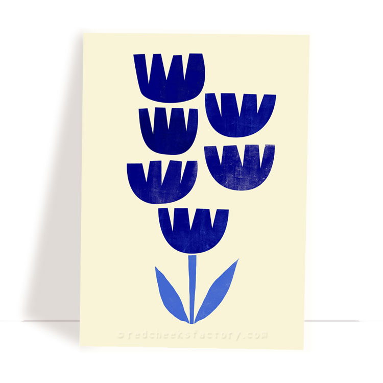 Dutch Tulips 5 - Delft Blue postcard design by Nelleke Verhoeff