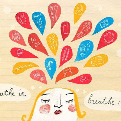 breathe in, breathe out  editorial illustration for an article about meditation