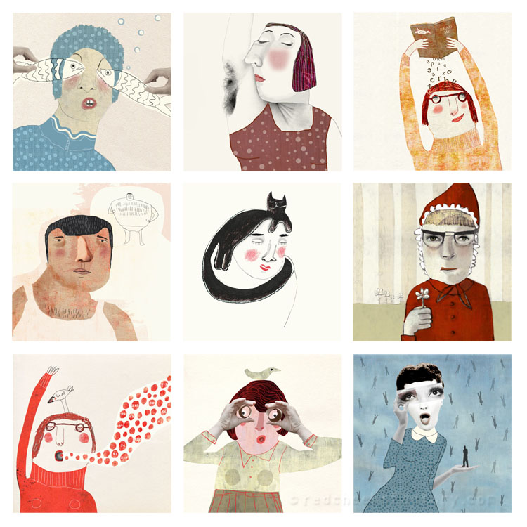  Illustratrions for  face a day project Red Cheeks Factory