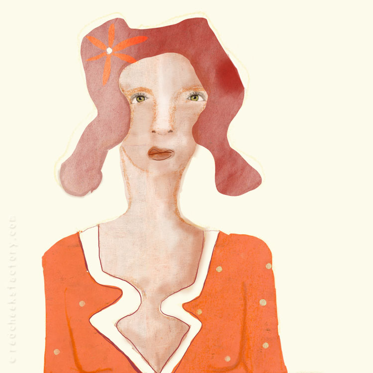 Lady In Orange Illustration