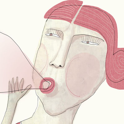 Illustration of a girl with chewing gum
