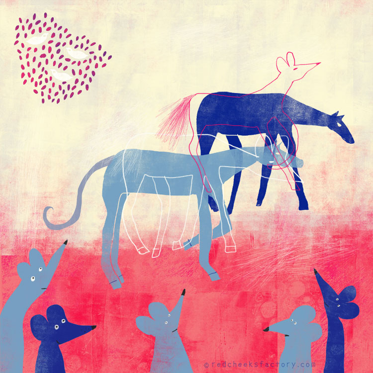 Horses illustration by Nelleke Verhoeff after the famous fairytale Cinderella  
