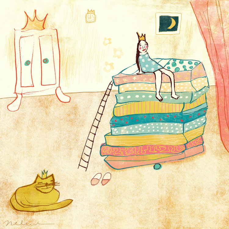 Pea Princess   illustration by Nelleke Verhoeff for  princess and the pea fairytale