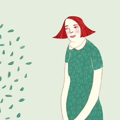 Illustratie van vrouw met lange armen voor het e-book  'Tussen oevers van fluitenkruid'