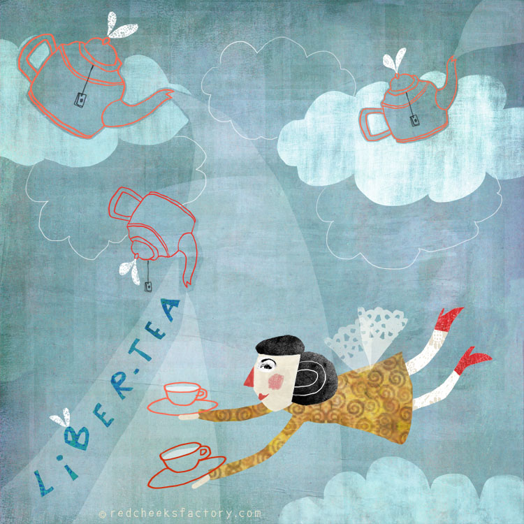 Liber Tea giclee print in the mad tea party series by Nelleke Verhoeff