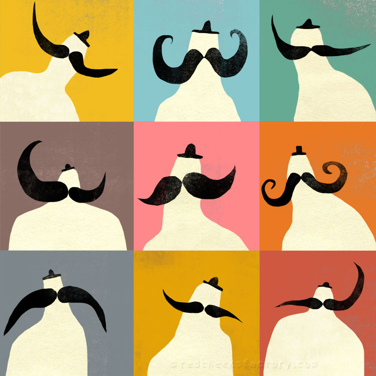 Mister Moustache illustration giclee print Red Cheeks Factory