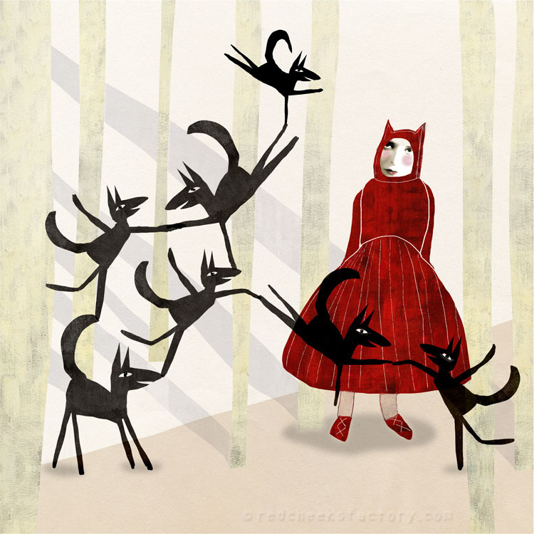 Little Red Ridinghood And The Seven Wolves illustration Red Cheeks Factory