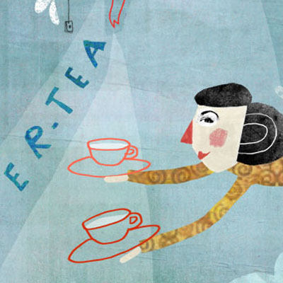  the mad tea party series prints of women with tea cups and teapots
