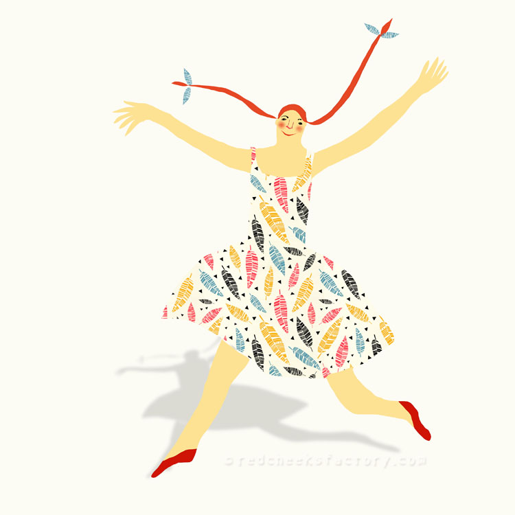 Dancing Feathers pattern girl by Nelleke Verhoeff