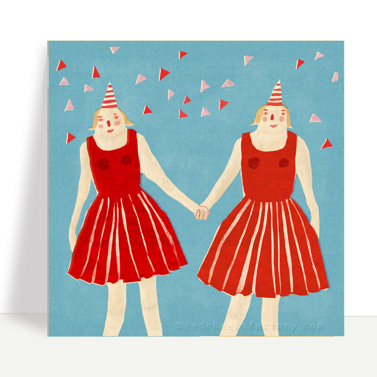Birthday Twins postcard design