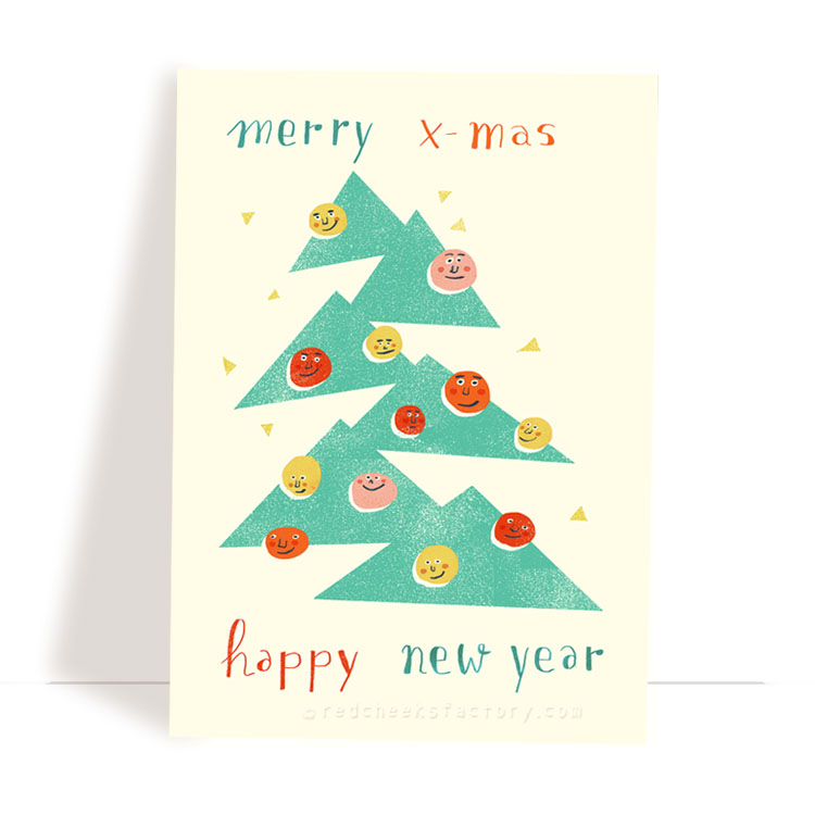 'Christmas Tree' Christmas postcard by Nelleke Verhoeff 