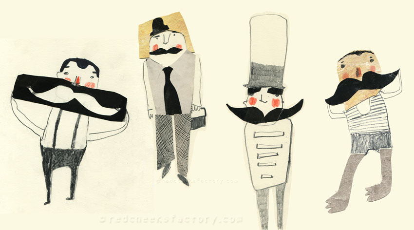 Moustache collage experiments