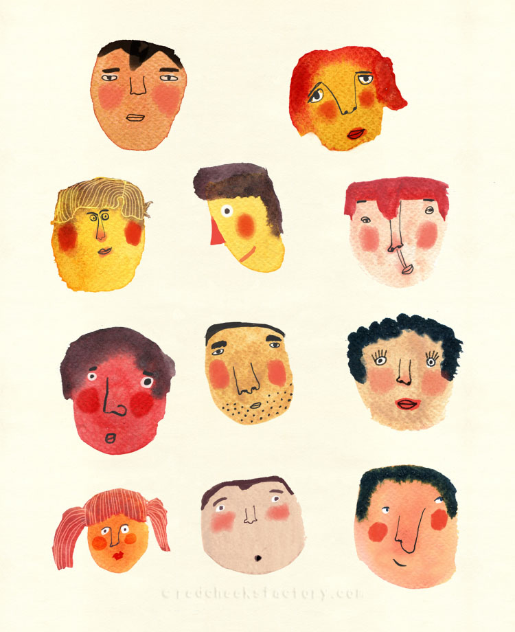 Watercolor Faces by Nelleke Verhoeff